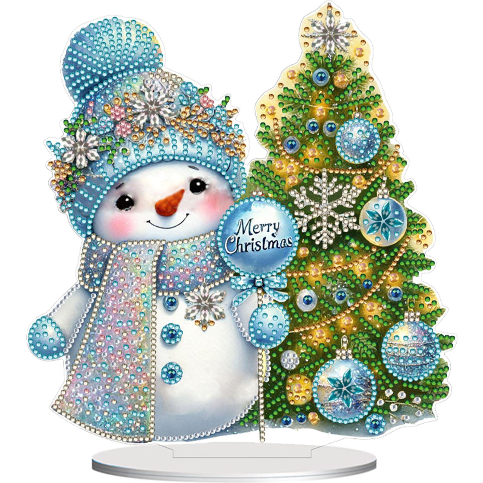 

2D/Flat Snowman DIY 5D DIY Diamond Art Tabletop Decorations Double-Sided Printed Single-Side Drill for Home Office Desktop Decor