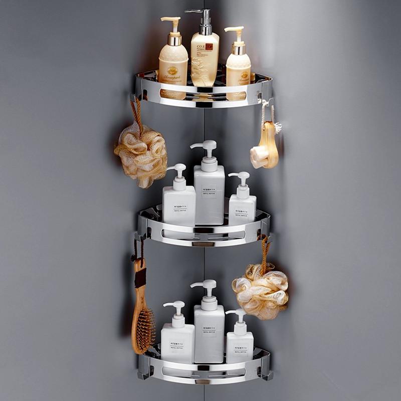 Bathroom Shelf Bath Shower Shelf 304 Stainless Steel Chrome Bathroom Corner shelf Wall Mounted Satin Kitchen Storage holder