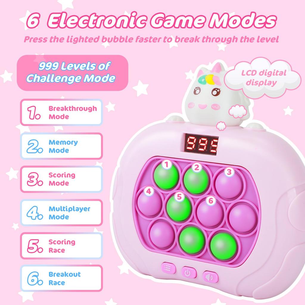 999 Level Electronic Pop Push Quick Push Game Console with LED Display Screen Suitable for Adult and Child Fidget Toy Christmas