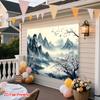 One 2D Chinese ink landscape photo background fabric, made of polyester fabric, suitable for use in homes, gardens or studios.