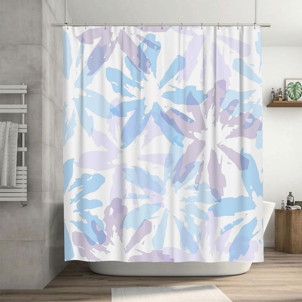 Blue White Bath Shower Curtain Modern Abstract Design Decorative Waterproof Fabric Bathroom Liner for Home Decoration Size180x24