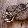 Pride Day Ring Pendant Necklace Turkish Charm Titanium Steel Necklace Rainbow Necklace  Pride Month