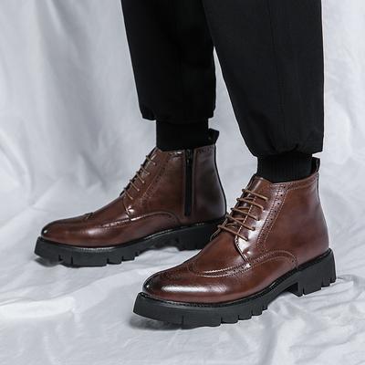 Men's Leather Boots Foreign Trade Autumn and Winter New Men's Martin Boots Fashion Trend Mid-top Leather Shoes Retro Short Leather Boots