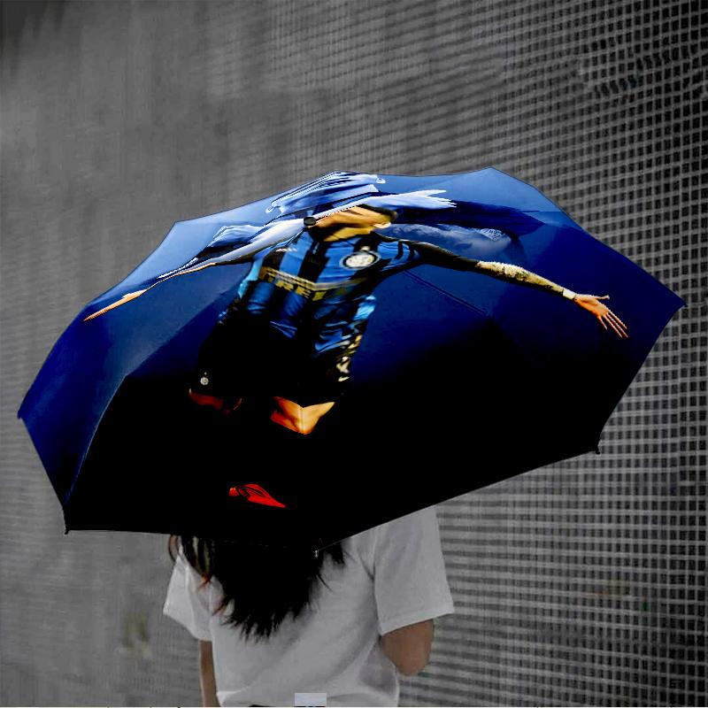 Inter Milan Star Lautaro Automatic Folding Umbrella - 8-Rib Travel Umbrella with Auto Open/Close & Portable, Gift for Christmas, Birthdays