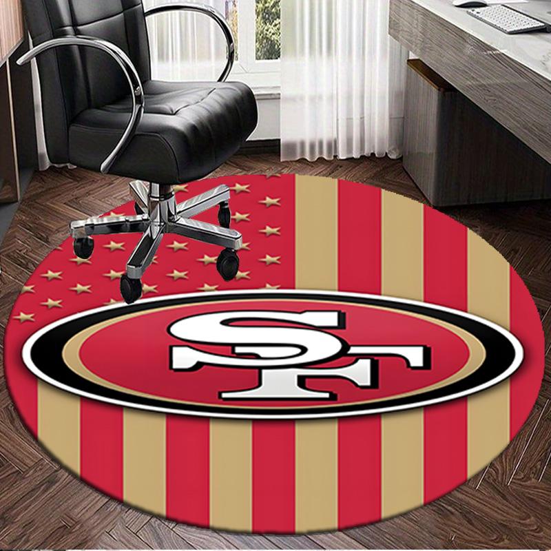 Treues 49ers Football Runder Teppich, Rutschfester Kreis Teppich Stuhlmatte Für Wohnzimmer, Schlafzimmer, Fußmatte Heimdeko Geschenk Weihnachtsgeschenke