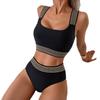 New Women's Characteristic Webbing Suspender Briefs Solid Color Bikini Split Swimsuit