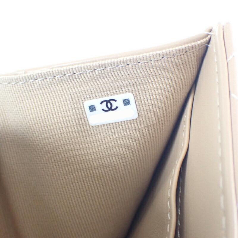 CHANEL  AP3882_B16247_NW781 Tri-fold wallet beige Calfskin Women