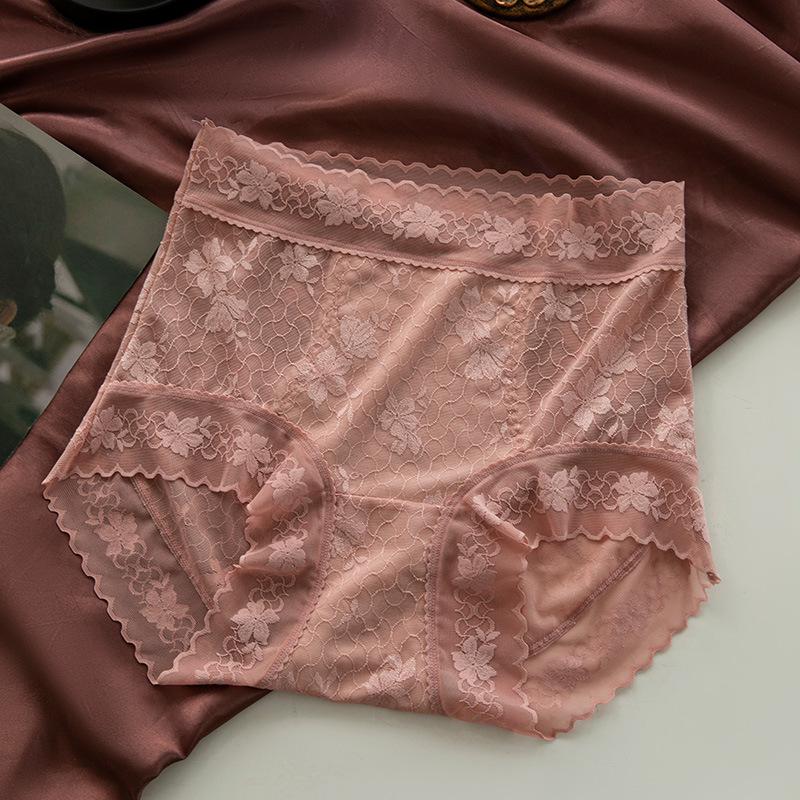 Women s Plus Size High-Waisted Lace Silk Seamless Panties 2XL (Recommended for 140-170 jin)