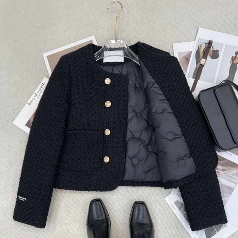 Inner Double Row Button Short Jacket Autumn Winter Elegant Lady Fashion