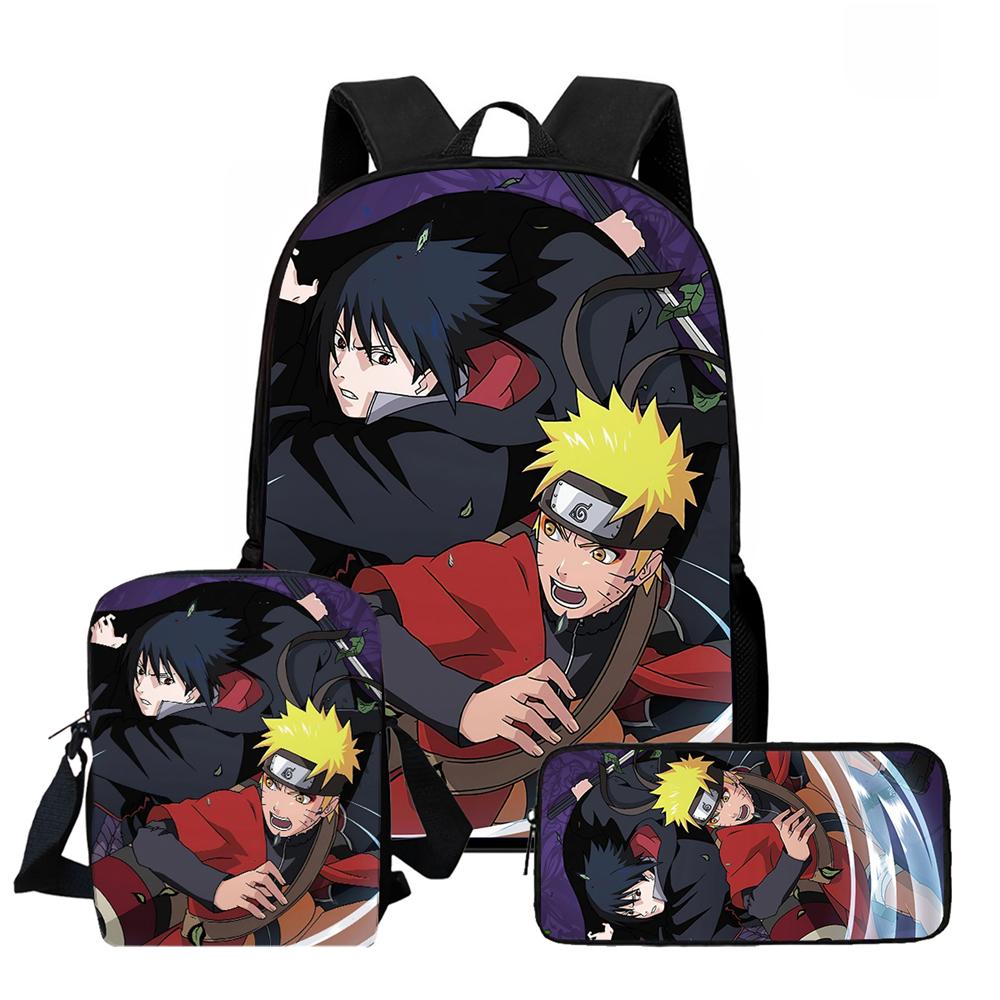 NARUTO Children School Daily Pack, 16 Inch Lightweight Animated Pupil Carrier, Dual Zip Pockets Durable For Boys Girls Age 6-10