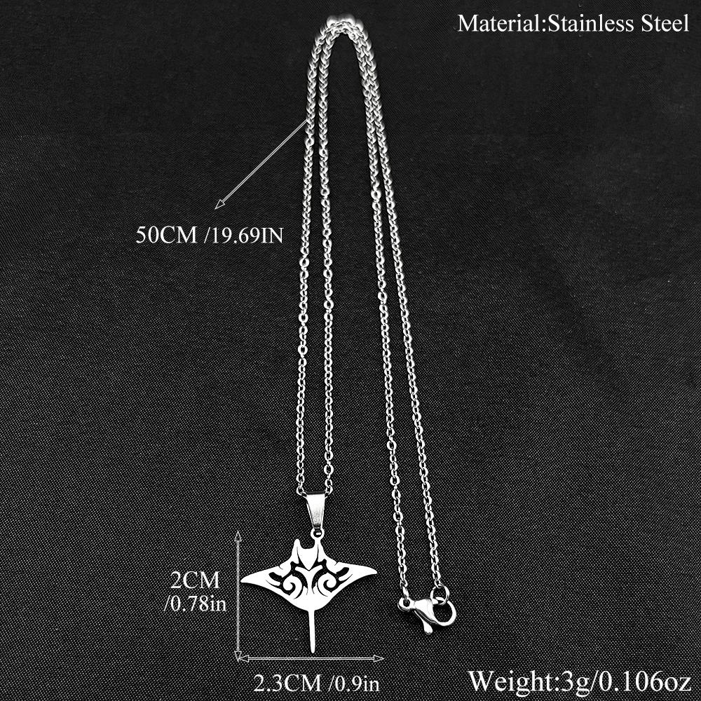 Lovely Devil Ray Fish Chain For Women Men Stainless Steel Silver Color Sea Marine Life Cute Animal Necklace Jewelry Gifts