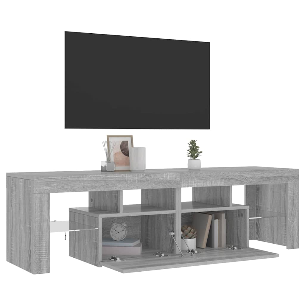 vidaXL TV-Schrank mit LED-Leuchten Grau Sonoma 140x36,5x40 cm