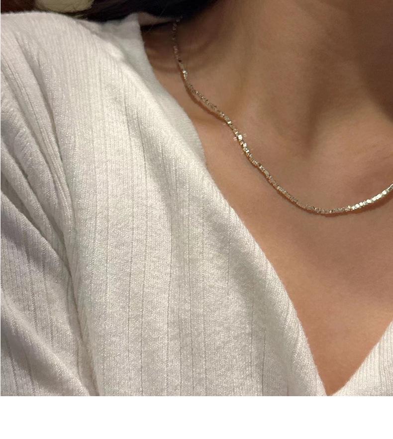 Korean Style S925 Sterling Silver Irregular Stone Clavicle Chain Necklace