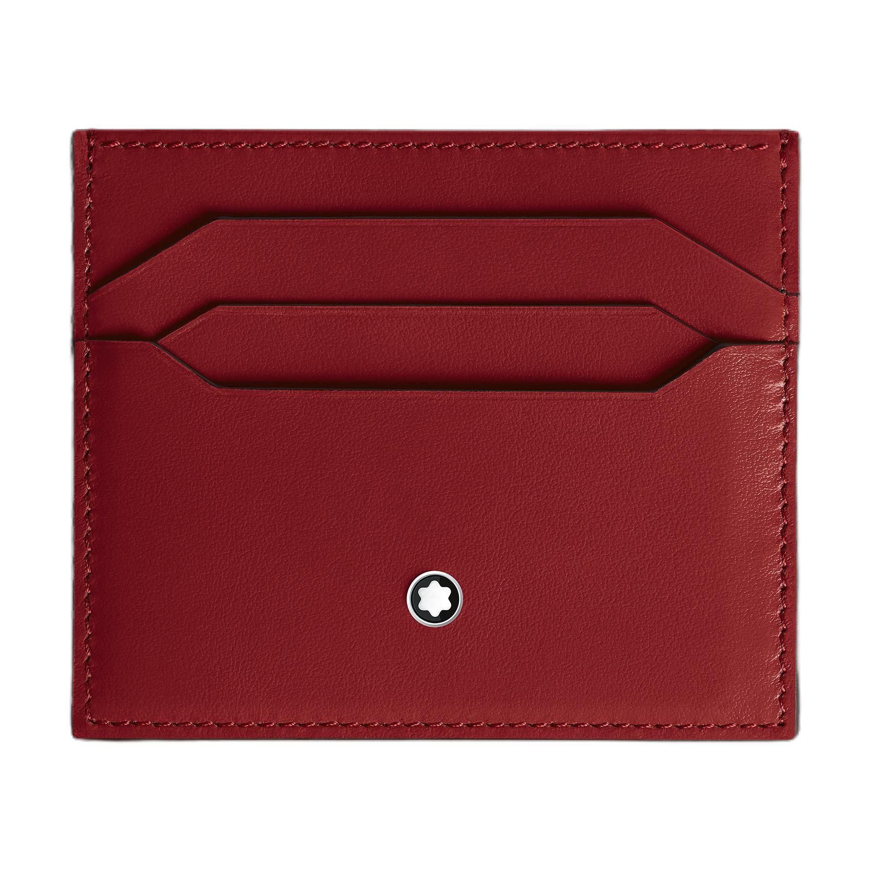 Montblanc Meisterstück Hexagonal White Star Logo Full Grain Leather Card Holder Men Card Holder Brown 198809 Basic Set (Bag+Dust Bag)