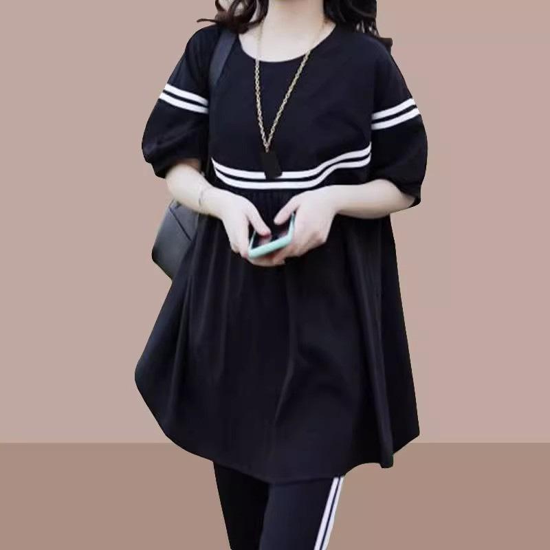 Large Size Sportswear Suit Women's New Korean Version Loose and Fashionable Slim and Casual Two-piece Set Women's Clothing Fat Girl