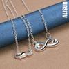 925 Sterling Silver Double Heart Size 8 Pendant Necklace Fashionable Wedding Jewelry