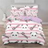 Kids Cartoon Duvet Cover Set Pink Black White Lovely Panda AU Single ,US Full Double Single Comforter Bedding Sets for Bedroom