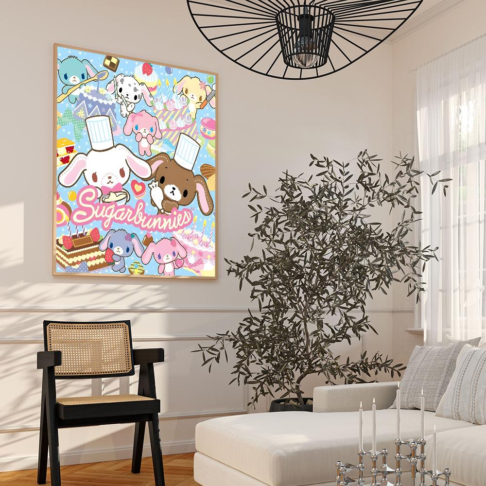 S_sugarbunnies Anime Kawaii Anime Poster Fancy Wall Sticker for Living Room Bar Art Wall Stickers Study Home Living Decoration