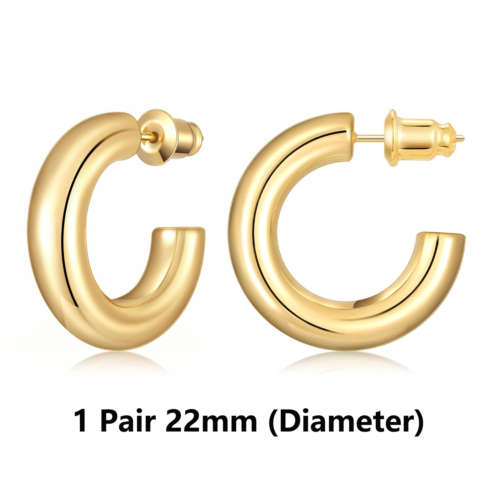 Shevalu Hoop Earrings for Women Cute 14K Real Gold Plated Copper Hoop With 925 Silver Post New Modern Jewelry For Women