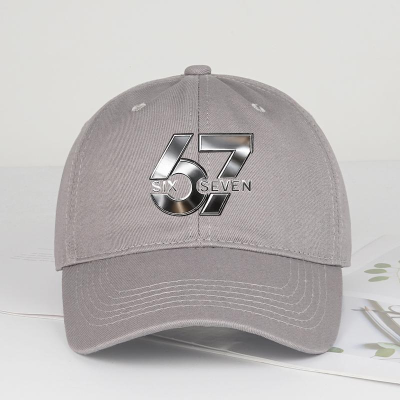 Metallic Number 67 "Six Seven" Print Baseball Cap Adjustable Unisex Cotton Streetwear Sun Hat