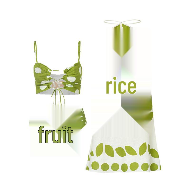 

Европейско-американский купальник бикини с принтом на завязках для отпуска - Женский купальник из двух частей Large зелёный