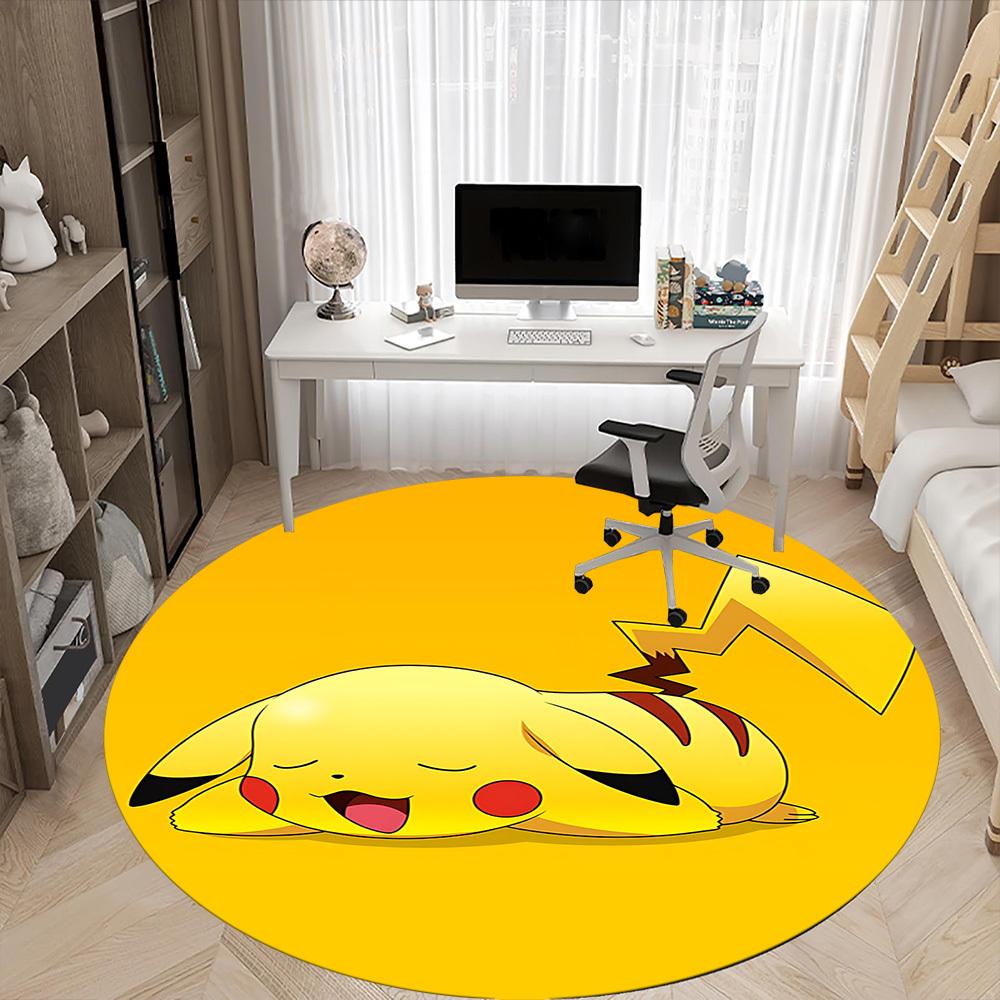 1pc Pikachu Sleep Office Round Area Rug, Indoor Mat Suitable For Office, Under Office Chairs Bedroom Living Room Home Decor, Room Deco