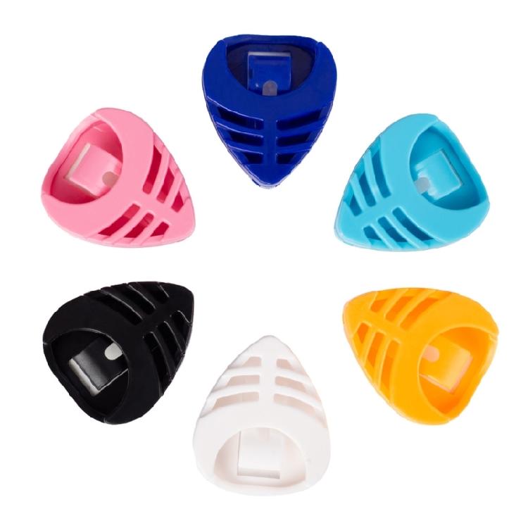 6 sztuk Trójkątny Uchwyt na Kostki do Gitary z Samoprzylepnym Tyłem i Sprężynowym Plastikowym Klipsem na Kostkę Gitarową Wytrzymały