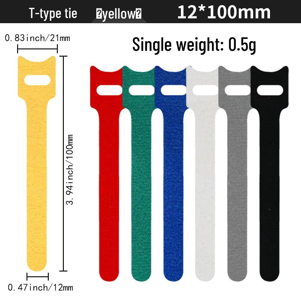 T-Type Magic Tape Cable Ties for Earphones, Data Cables, Organizers, and Network Cables with Back-to-Back Adhesive Straps.
