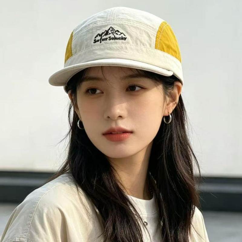 Color-block Five-panel Quick-dry Waterproof Soft-top Baseball Cap, Outdoor Sports Sun Hat, Flat-brim Hat