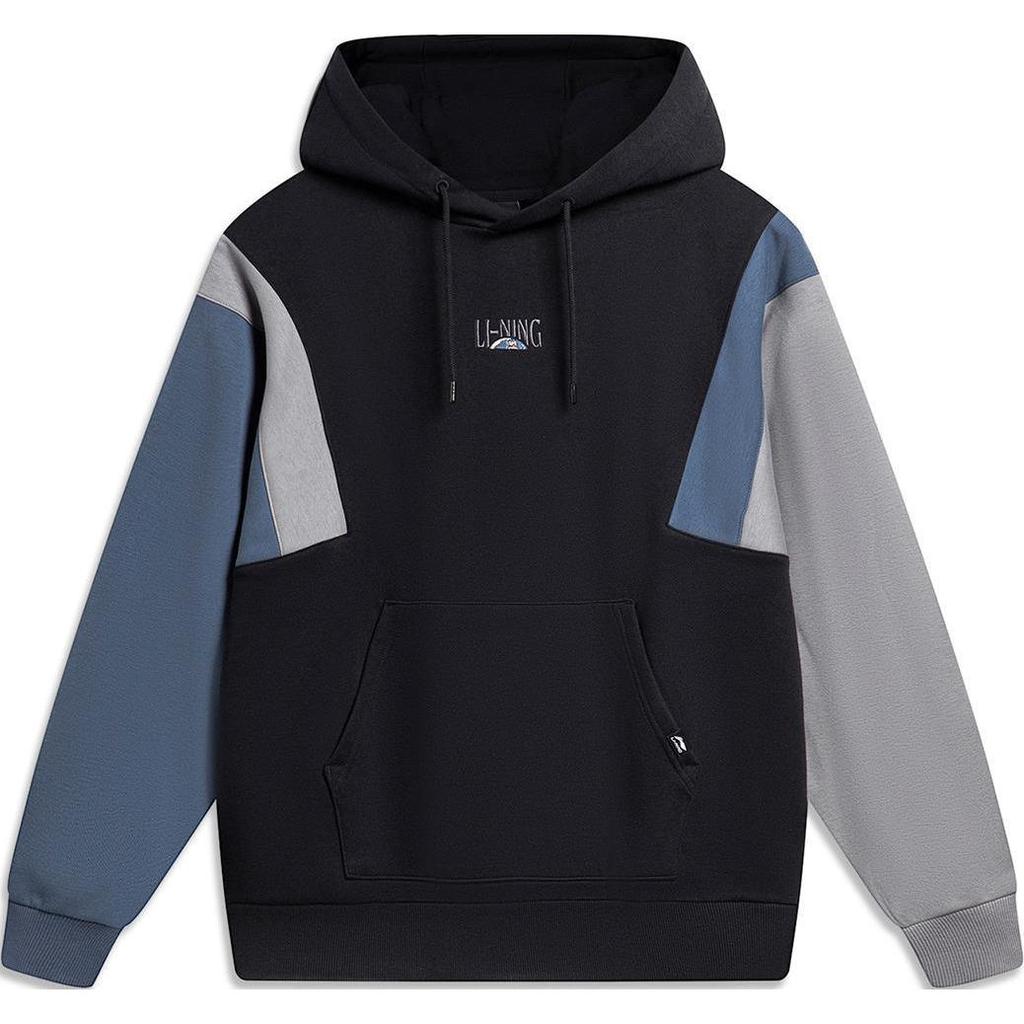 Li Ning Sports Trend Series Knitted Loose Hooded Pullover Long Sleeve Sweatshirt Unisex sweatshirt Black AWDTA19-1