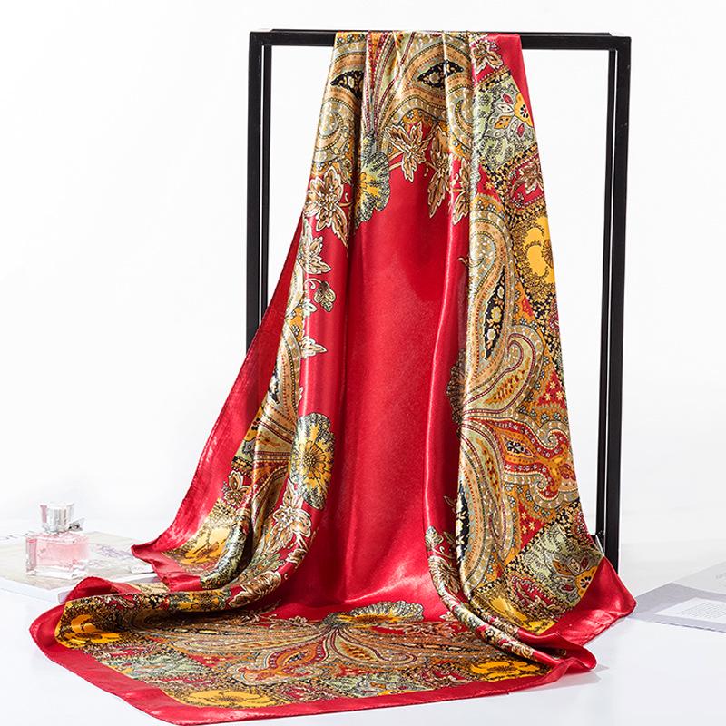 90 Large Silk Scarf for Women - Spring/Autumn Korean Style Satin Neckerchief, Mother's Day Gift