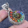 Ammonite Fossil Gemstone Handmade 925 Sterling Silver Jewelry Pendant 1.81" g0b82