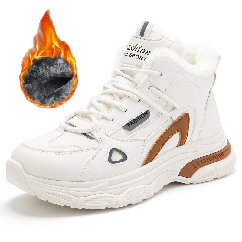 36-43 Women's Plus Size Fashionable Plus Velvet Warm Casual High Top Cotton Shoes Snow Boots Sports Women's Cotton Shoes