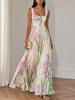 Women's Strappy Digital Print Ruffled Floral Maxi Dress