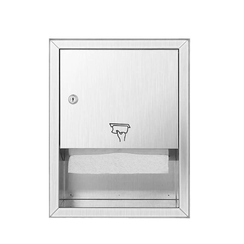 Morton 304 Stainless Steel Recessed Paper Towel Dispenser with Brushed Anti-Fingerprint Finish for Public Restrooms.