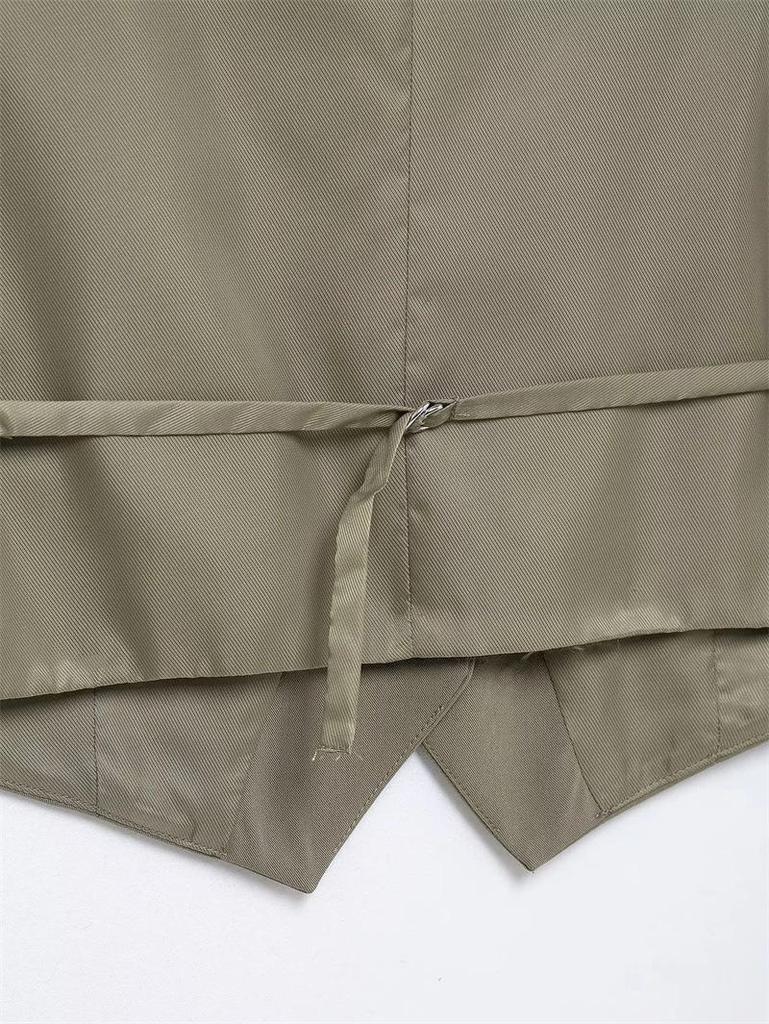 TAOP&ZA Spring/Summer Women's V-Neck Tank Top Vest with Double Pleated High Waist Long Pants.