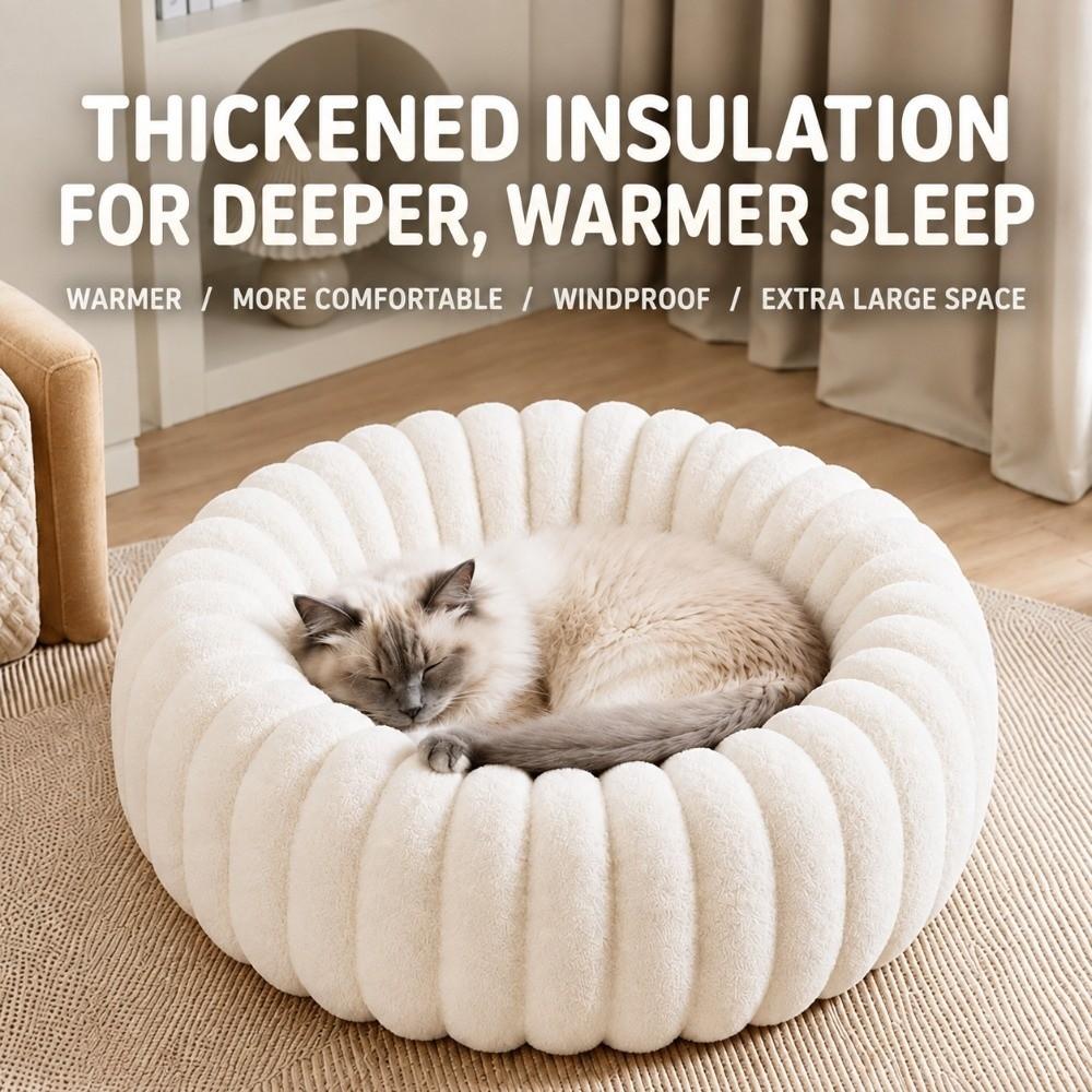 Ultra Soft Round Pet Bed Plush Material Large Dog Bed Cozy Cat Sofa Bed  For Dog Cats