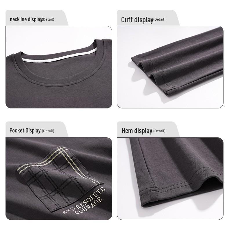 Men's 100% Cotton Long Sleeve & Pants Pajama Set - Korean Style Casual Homewear for Indoor/Outdoor Use