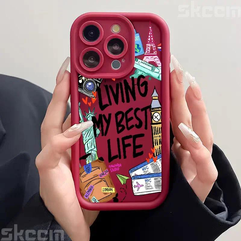 

Travel Life air ticket TAB Phone Case For iPhone 16 15 14 11 12 13 Pro Max X XR XS Max 7 8 15 16 Plus Soft Silicone Shock Cover iPhone XR