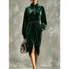 DICFY Women's Fashion Autumn Winter Solid Color Print Long Sleeve O-Neck Casual Dresses