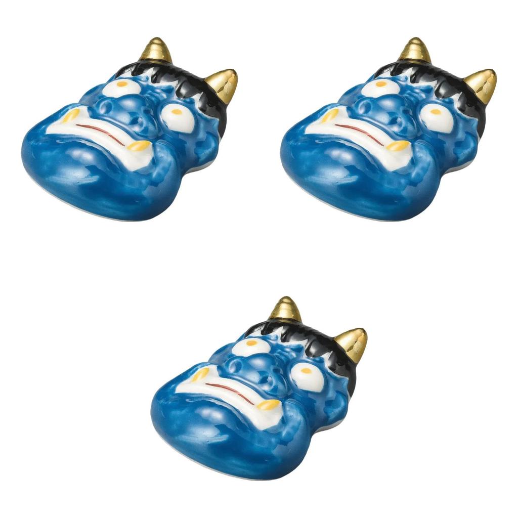 Set of 3 Blue Oni Chopstick Rests Chopstick Rests Setomonohonpo [5.2cm]