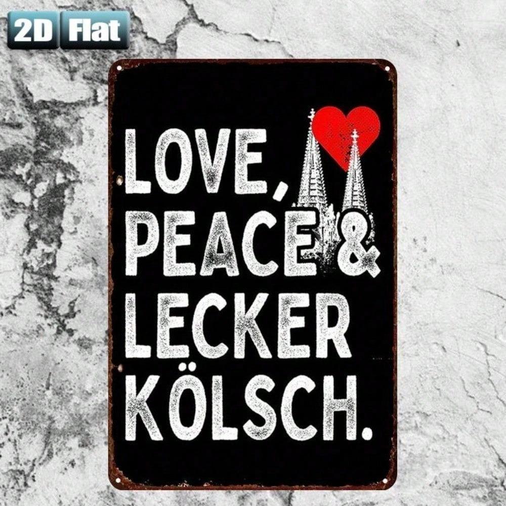 Vintage Metal Tin Sign 8x12 Inch Love Peace Kolsch Wall Decor for Home Bar Garage