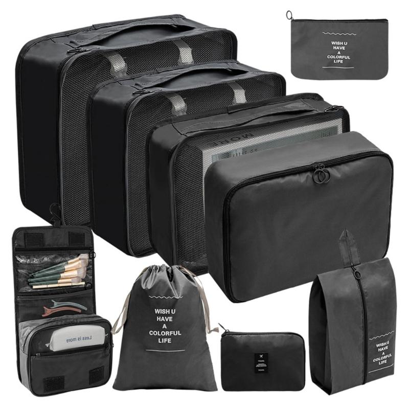 9pcs Travel Storage Bag Set Portable Luggage Organizer for Shoes Packing Clothes Tidy Organizer Wardrobe Suitcase Pouch