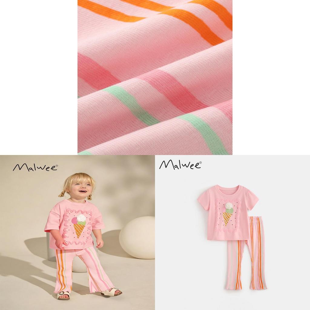 Girl Summer Cotton T Shirt And Shorts Set With Elastic Waist For Casual Wear