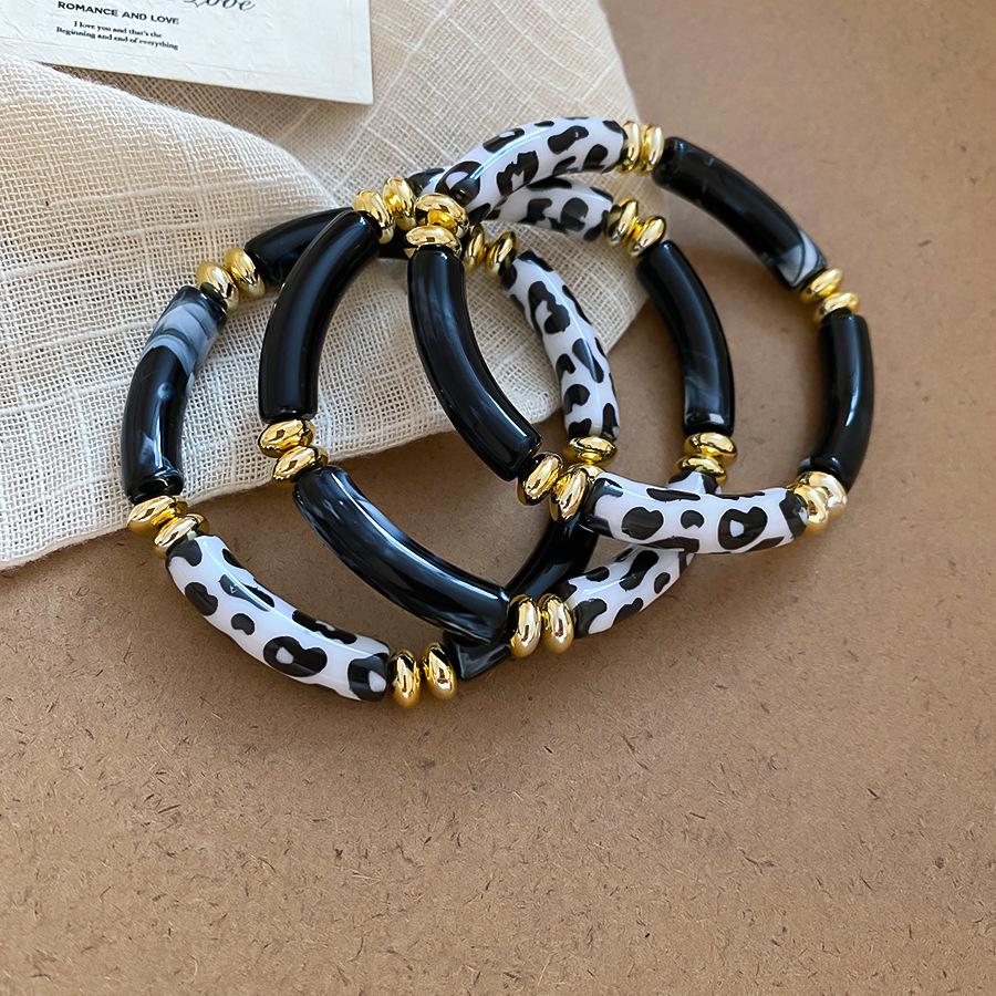 Leopard Print Acrylic Cylinder Bracelet - Minimalist, Cool, Elegant Bangle, Light Luxury Jewelry for Women