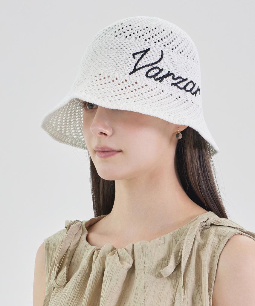 Bajal New Wave Punched Knit Bucket Hat White