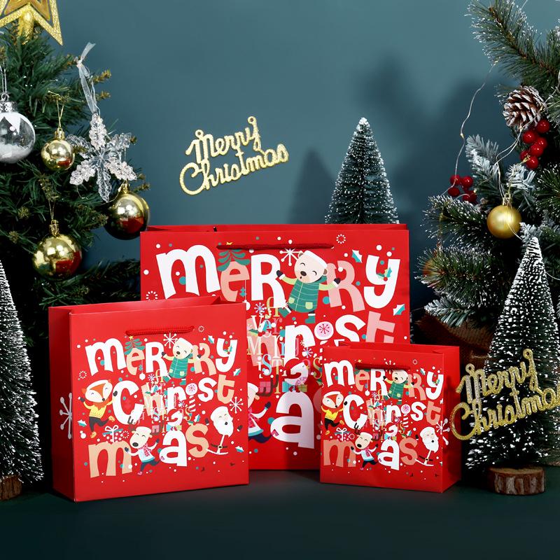 Red Christmas Gift Tote Bag for Christmas Eve Apple Packaging