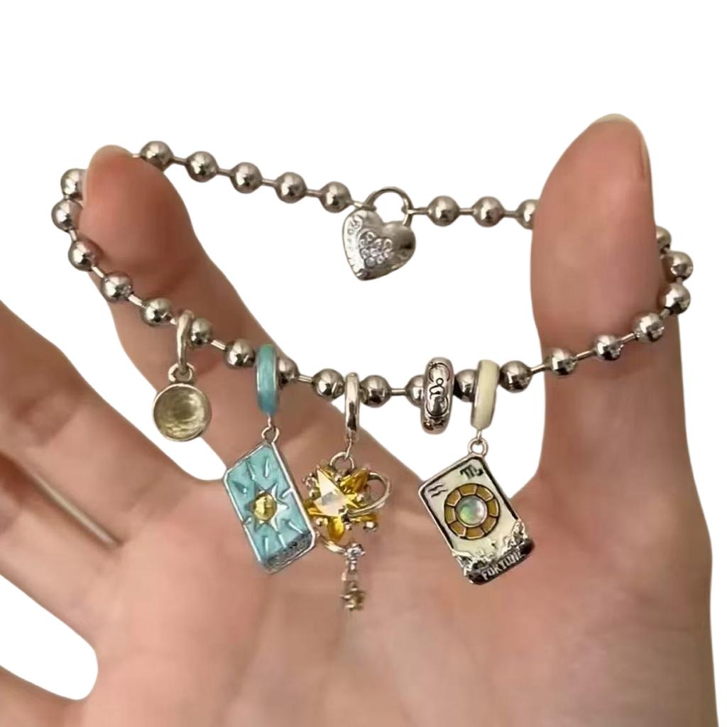 Vintage Tarot Sun Moon Stars Alloy Chain Bracelet for Women Unique Antique Jewelry Gift for Party Daily Wear