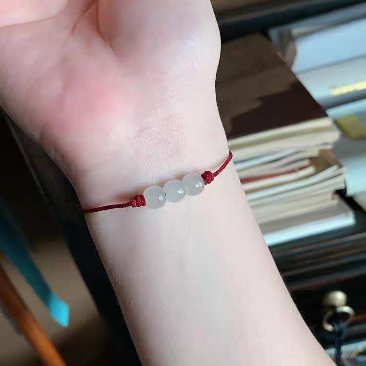 

Hetian jade bracelet, woven, stylish and fresh, non-fading, ethnic style vintage bracelet with red string, same style as given to a best friend Peaceful Red Bracelet