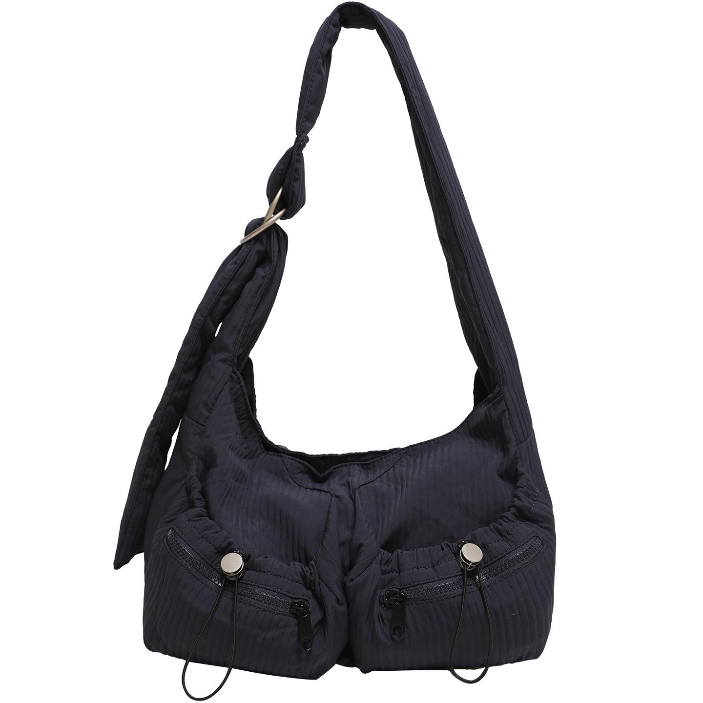 

Складная сумка большой вместимости сумка-мессенджер женская корейская нишевая сумка ленивый ветер широкополосная сумка-пельмень большая вместимость сумка-тоут темно-синий